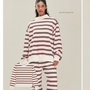 PARKE eggnog striped mockneck